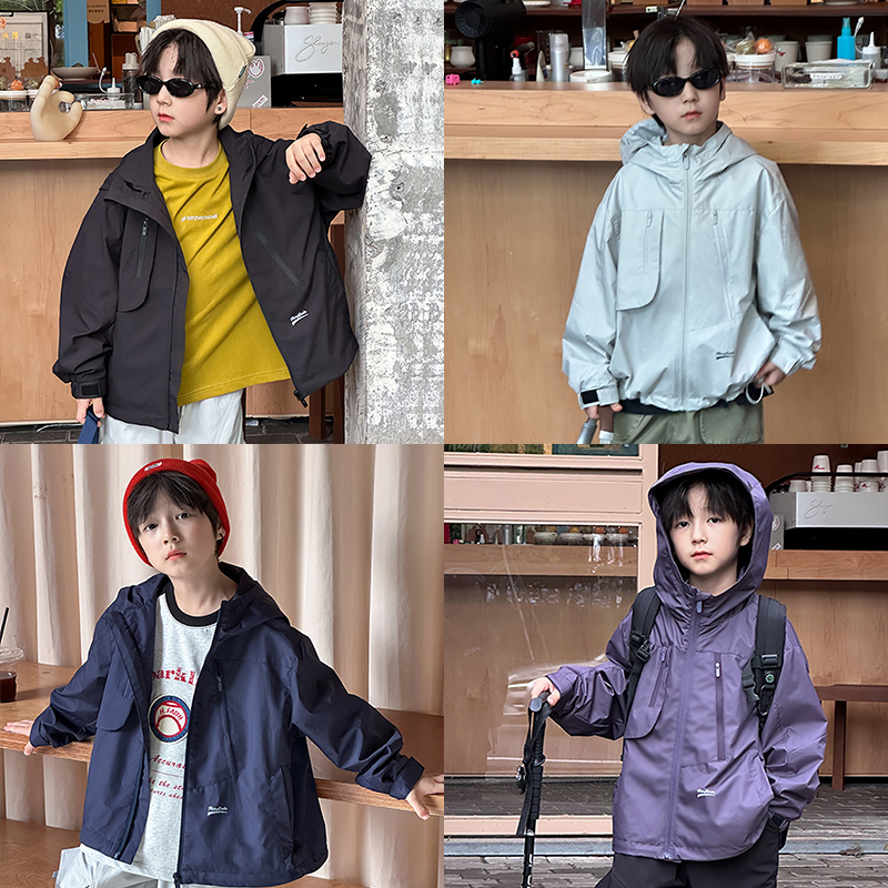 男童春秋款连帽外套冲锋衣