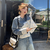 新中式提花国风牛仔套装女春秋季新款气质小个子夹克长裤子两件套，女装套装/套裙，2C311