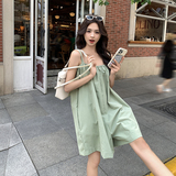 [新款]现货绿色吊带短裤裙时尚韩版少女连体短裤P85K128，女装连体裤，2C311