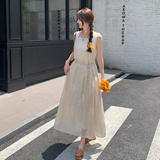 绝美挂脖无袖露肩连衣裙女夏2025新款超好看刺绣海边度假吊带裙子，女装连衣裙，2C311