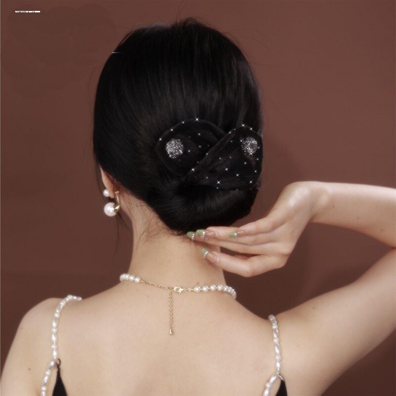 日式极简黑色盘发夹 隐形发髻固定器碎发整理夹OL通勤神器