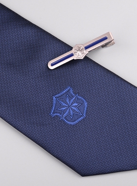 新式保安工作服领带拉链式领带 男女士安保门卫藏蓝色领带夹
