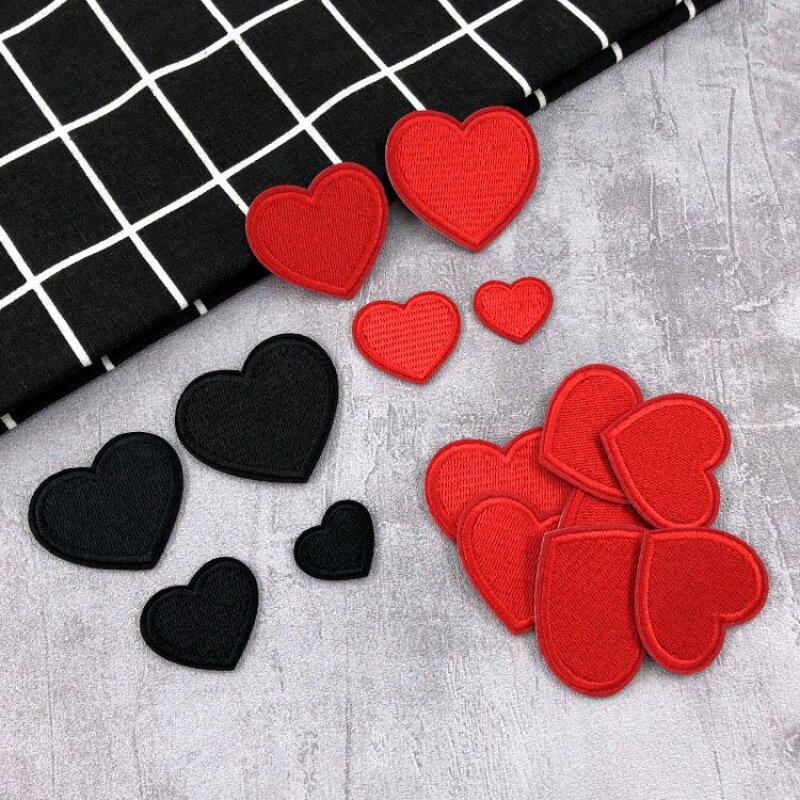 小号爱心刺绣布贴手账贴布衣服帽子桃心图案贴无痕修补破洞补丁贴