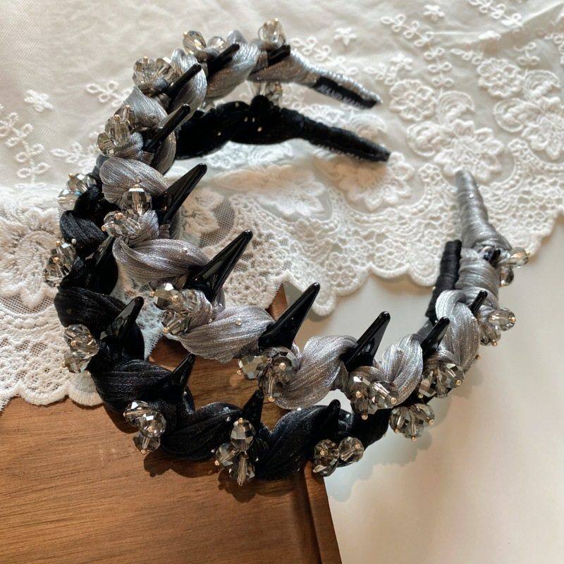 优雅轻奢风薄纱缠绕水钻波浪发箍