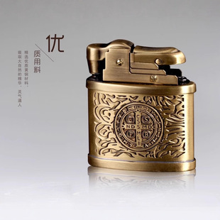 精密火机全铜打火机纯铜烟斗圆柱防风老式煤油打火机战壕怀旧火机