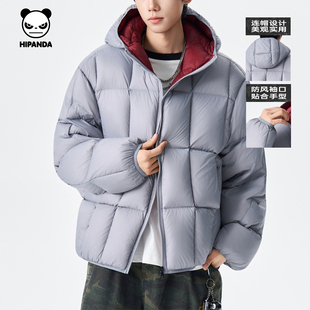 Hipanda你好熊猫美式拼色设计感防风羽绒服男女同款2025冬季新款