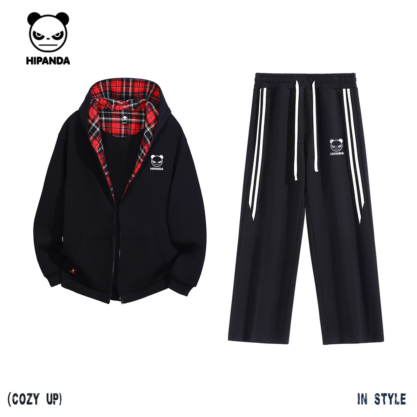 Hipanda你好熊猫休闲运动套装男士外套潮牌运动卫裤2025秋季新款,男装,时尚套装,淘宝优惠券,粉丝福利购,淘宝优惠卷