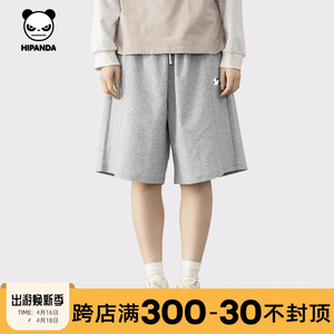 Hipanda你好熊猫潮牌高定索罗娜凉感短裤男2024夏款情侣宽松裤子