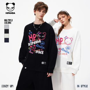 上衣C 新款 Hipanda你好熊猫美式 痞帅高街圆领潮牌情侣卫衣2025秋季