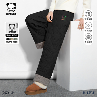 直筒棉裤 Hipanda你好熊猫时尚 新款 2025冬季 男C 拼接保暖潮牌休闲裤