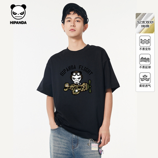 透气宽松T恤C 2025夏新款 Hipanda你好熊猫国潮个性 小众纯棉男短袖