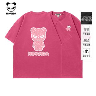 2025夏新款 Hipanda你好熊猫美式 oversize潮牌设计感纯棉情侣短袖