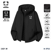 Hipanda你好熊猫防水夹棉保暖冲锋夹克男女2025秋冬新款 时尚 外套C