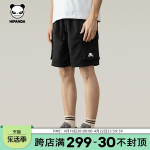 Hipanda你好熊猫潮牌设计师款工装短裤男2024夏季新款时尚五分裤