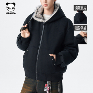 Hipanda你好熊猫小众个性设计感保暖抗寒羽绒服男女2025冬季新款
