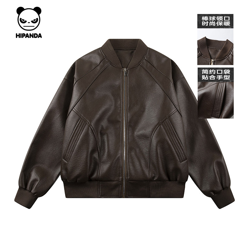 Hipanda你好熊猫复古夹克男潮流美式外套休闲皮衣夹克机车风春款,男装,夹克,淘宝优惠券,粉丝福利购,淘宝优惠卷