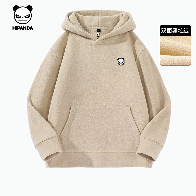Hipanda你好熊猫双面奥粒绒纯色简约连帽卫衣2025冬季新款潮上衣,男装,卫衣,淘宝优惠券,粉丝福利购,淘宝优惠卷
