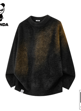 HiPanda你好熊猫秋冬季美式毛衣男士新款宽松针织圆领休闲上衣GH