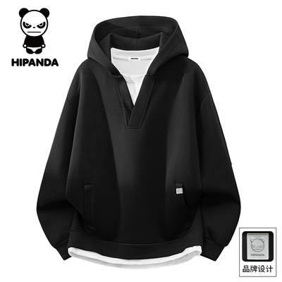 HiPanda秋冬款假两件卫衣男