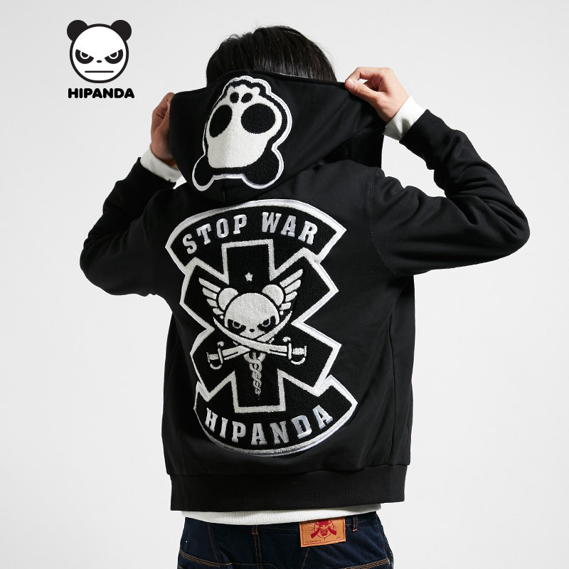 Hipanda Hello Panda Design tide brand Men's Gothic Family emblem zipper Hoodiein the Men's clothing, Sweater  category - from Buy2taobao.com to provide professional Taobao agent buy service