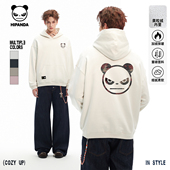 新款 Hipanda你好熊猫美式 重磅奥利绒宽松保暖连帽卫衣男2025冬季