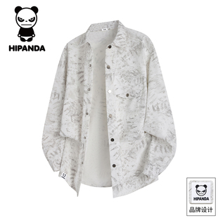 HiPanda你好熊猫秋冬季扎染长袖衬衫男士潮牌休闲衬衣服外套男GH