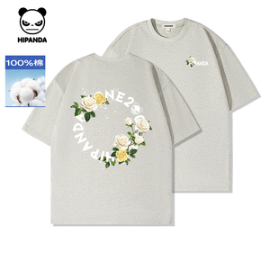 文艺T恤C 新款 Hipanda你好熊猫百搭复古潮牌情侣纯棉短袖 2025夏季