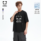 T恤男2026夏新款 Hipanda你好熊猫凉感宽松美式 痞帅短袖 抑菌体恤C
