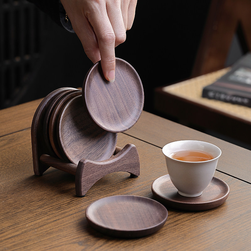 黑胡桃实木茶杯垫茶道水壶杯托 托茶杯架隔热垫杯托 托创意组合功,餐饮具,杯垫,淘宝优惠券,粉丝福利购,淘宝优惠卷