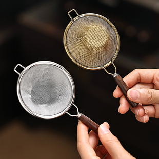 304不锈钢茶漏茶滤功夫茶具配件泡茶茶叶茶隔过滤网滤茶器木制柄