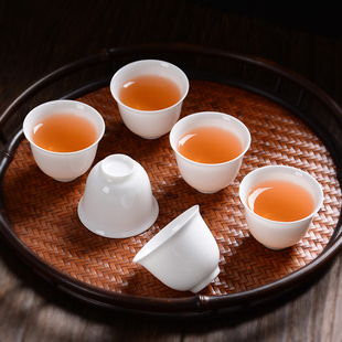 白瓷蛋壳杯骨瓷小茶杯陶瓷品茗杯潮州功夫泡茶喝茶杯待客家用茶具