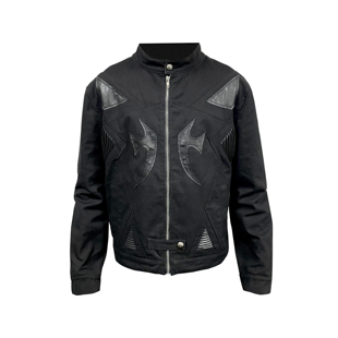 Phantomhunter芬特亨克 重磅立体裁剪帆布PU立领短款机车夹克外套