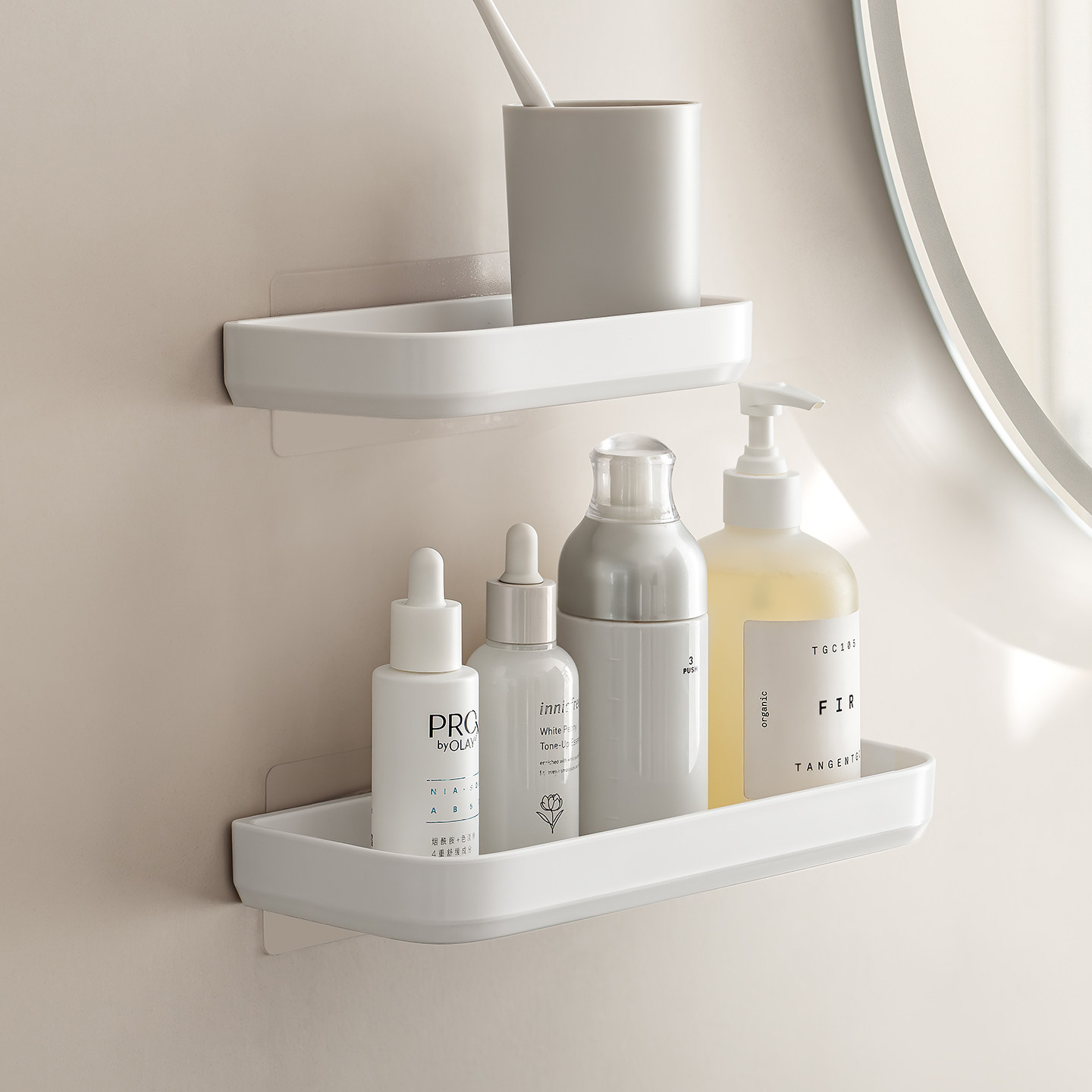 壁挂式放沐浴露浴室置物架免打孔卫生间厕所洗漱台收纳架卡扣背胶