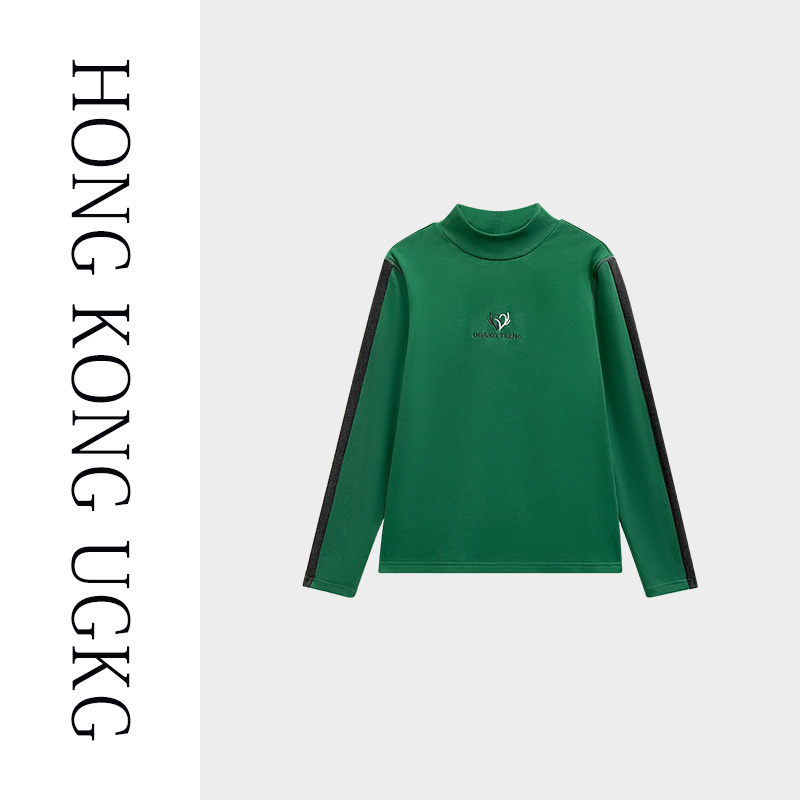 半高领墨绿色休闲卫衣女2025春秋