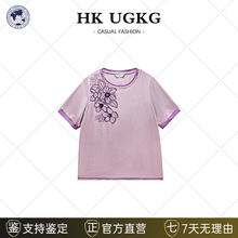 香港UGKG 品牌高端短袖t恤女2025新款妈妈装宽松上衣中老年人体恤