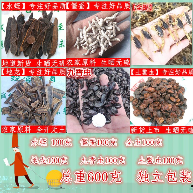 六虫汤中药材新 土元 九香虫 水蛭 地龙 白僵蚕 全虫各100g克包邮