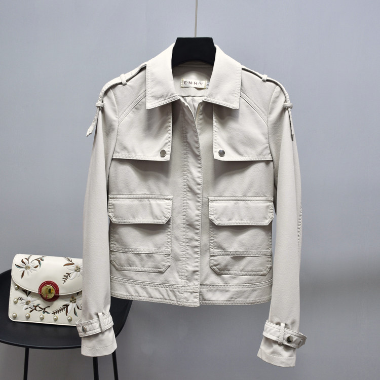 2019秋装新款翻领时尚彩色长袖皮衣外套女收腰短款水洗PU皮夹克潮在类目 女装/女士精品, 皮衣中 - 来自Buy2taobao.com提供专业的淘宝代购服务