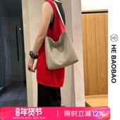 HEBAOBAO新款 2025头层牛皮大容量真皮个性 hobo托特包单肩斜挎女包
