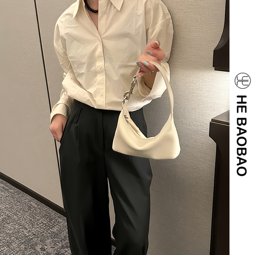 HEBAOBAO×HEJMASI 新品真皮小包新款牛皮单肩斜挎云朵手拎饺子包