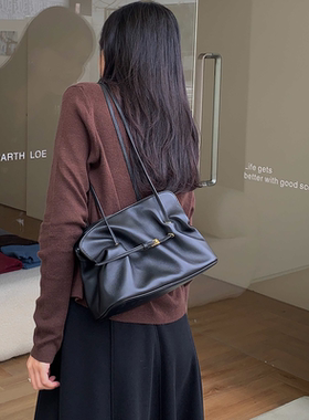 HE BAOBAO头层羊皮云朵包轻奢2026新款hobo时尚百搭单肩女包