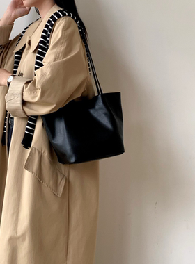 HEBAOBAO新品头层羊皮托特包新款托特包hobo单肩手提女包方包