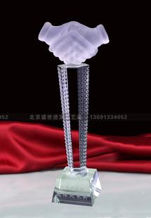 握手水晶奖杯创意五角星大拇指比赛授权牌奖牌现货定制定做制作