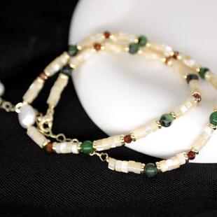 轻奢天然彩色宝石串珠珍珠项链彩色水晶珍珠小众设计高级感吊坠
