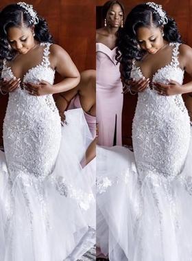 Mermaid Plus Size Wedding Gown Bridal Dress 婚纱礼服晚定做