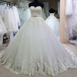 Gowns Wedding 热销公主抹胸蕾丝蓬蓬新娘婚纱Ballgown Strapless