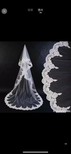 3M LONG LACE APPLIQUE WEDDING VEIL BRIDAL BRIDE