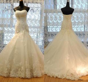 Bridal Dresses Gown Wedding 新娘结婚高端蕾丝鱼尾婚纱定制MN
