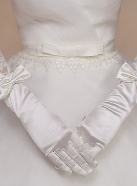 新娘婚纱手套长款包指秋冬季新款礼服旗袍有指白色韩式结婚ST026