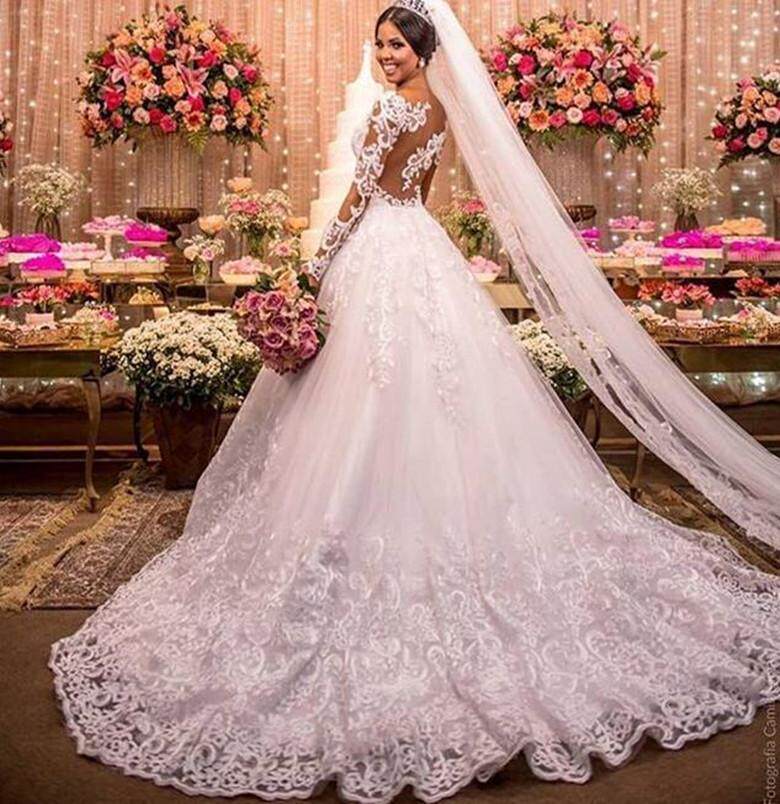 Romantic Bridal Formal Wear Plus Size Lace Wedding Dresses