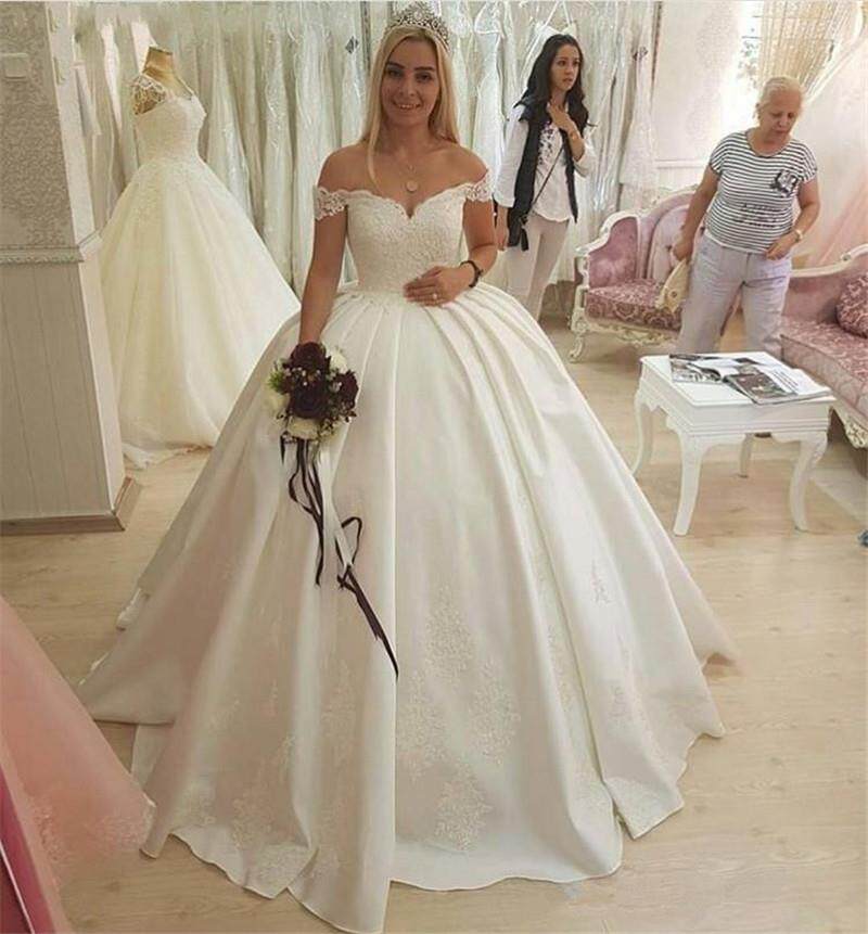 高级定制卡肩蓬蓬新娘婚纱Backless  lace Wedding Gowns 2020